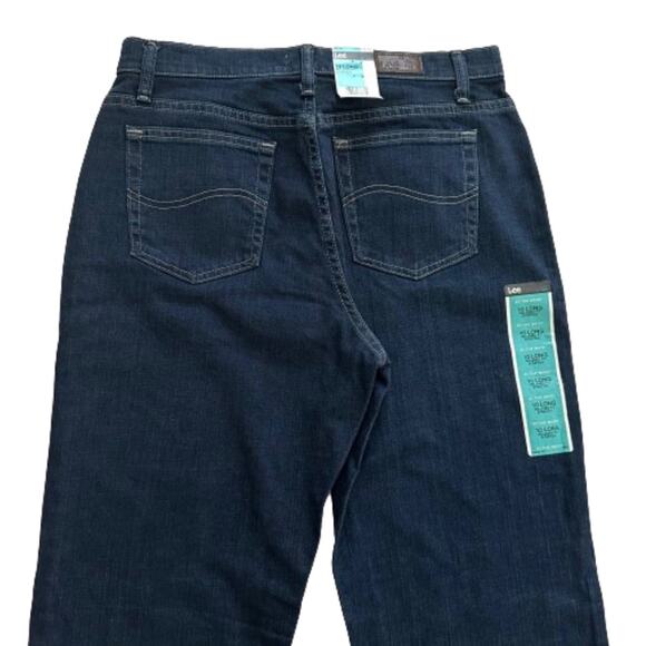 Lee Dark Wash High Rise Stretch Relaxed Fit Straight Leg Denim Jean Size 10 Long - Picture 4 of 12